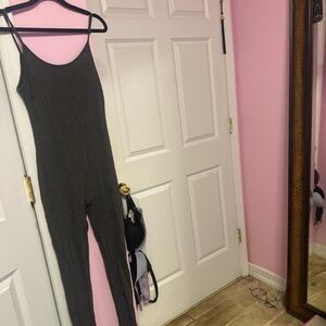 Fashion Nova Charcoal Ribbed Sleeveless Jumpsuit